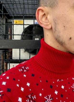 Мужской новогодний свитер красный/бордовый парный и женский свитер новогодний m, l, xl2 фото