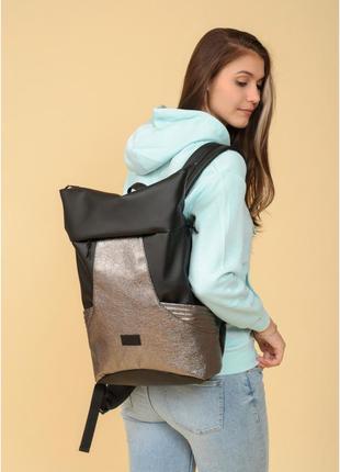 Рюкзак ролл sambag rolltop x чорний з битим сріблом