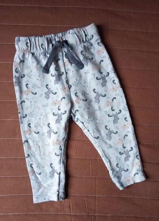 Детские коттоновые штанишки lupilu 62/68 см штаны унисекс хлопок олени 2-3-4-6 мес м девочка мальчик новогодние хлопковые с оленями