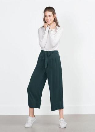 Кюлоты,укороченные брюки с защипами,с поясом zara,34/xs