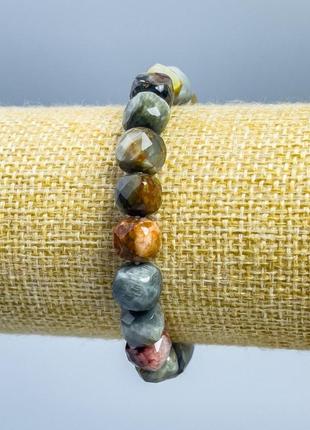 Браслет асорті натуральний камінь гранований кубик d-9х9мм+- l-18см (стрейч)