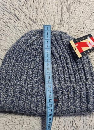 Зимняя синня шапка с подворотом north шерсть 70% акрил 30% 295724 фото