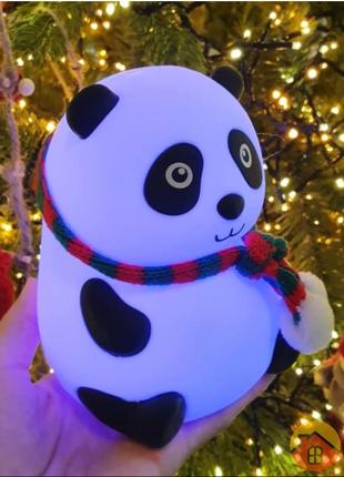 Силіконовий дитячий нічник панда/ новорічний світильник нічник бездротовий, м'який нічник іграшка2 фото
