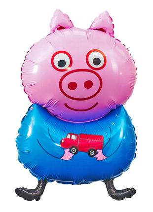 Кулька-фігура ,"свинка джордж" з машинкою, блакитна