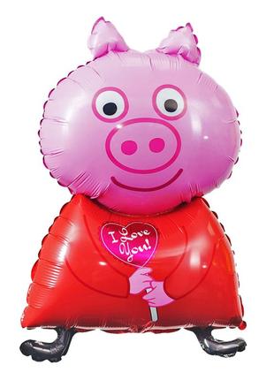 Кулька-фігура ,"свинка пеппа "з сердечком, рожева