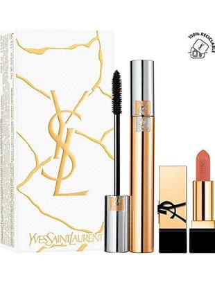 Набір yves saint laurent туш faux cils +mini rouge pur couture ( є мін дефект на коробці)