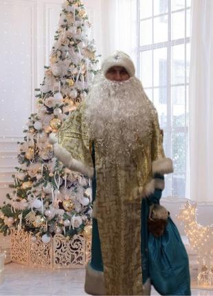 Костюм 2 в 1 дід мороз і святий миколай із бородою і мішком для подарунків l-xxl3 фото