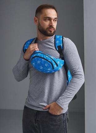 Рюкзак міський спортивний + бананка adidas синій комплект адідас портфель чоловічий + сумка поясна через плече2 фото