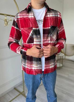 Модная мужская рубашка из байки клетчатая  на каждый день  | качественные мужские байковые рубашки оверсайз1 фото