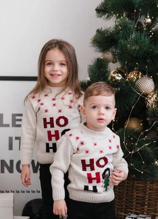 Детский свитер с оленями hohoho теплый красный новогодняя кофта для детей зима