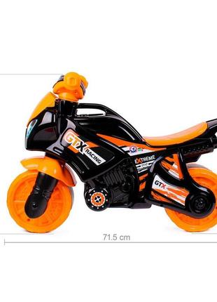 Мотоцикл технок 5767 черный оранжевый каталка детский мотобайк беговел велобег толокар для детей3 фото