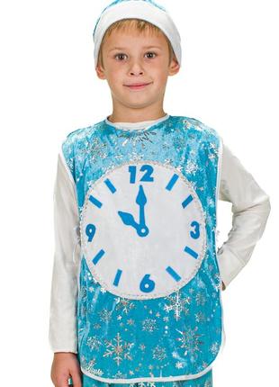 Карнавальный костюм велюровый часы часики годинник голубой на 110-120 и 120-130 см1 фото