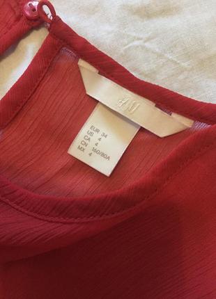 Блуза красная с открытыми плечами, рукава рюши, объемные, буфы, h&m3 фото