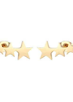 Сережки зірки з нержавіючої медичної сталі з позолотою es-180