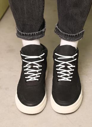 Кеды кожаные зимние черные кроссовки с мехом 5874735 фото