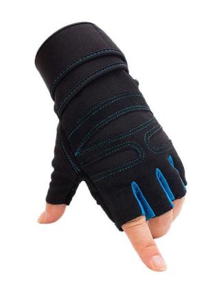 Перчатки gloves беспалые xl черный синий 03694