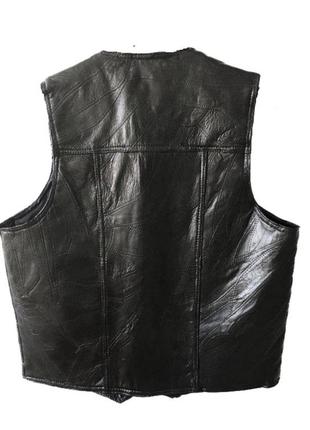 Жилет кожаный genuine leather для байкеров и рокеров м 019482 фото