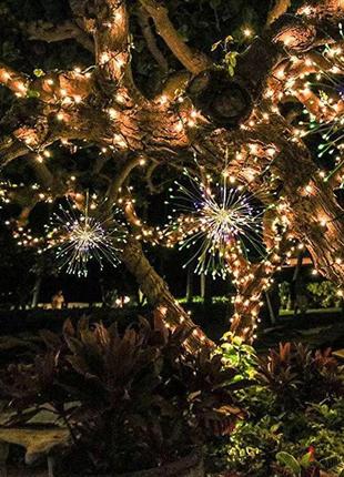 Автономная уличная светодиодная гирлянда led firework на солнечной батарее желтый 02428