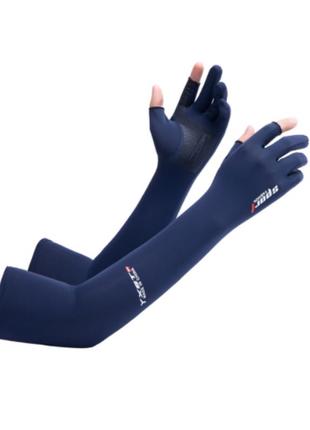 Рукавички сонцезахисні довгі gloves синій 03597