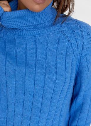 Женский вязаный свитер с рукавами-регланами - синий цвет, l (есть размеры)4 фото