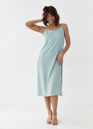 Женское платье-комбинация на тонких бретелях - мятный цвет, m (есть размеры)1 фото