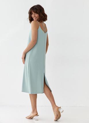 Женское платье-комбинация на тонких бретелях - мятный цвет, m (есть размеры)2 фото