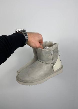 Замшеві уггі міні на блискавці, ugg mini lacquer zip, grey4 фото