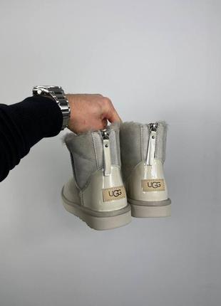 Замшеві уггі міні на блискавці, ugg mini lacquer zip, grey3 фото