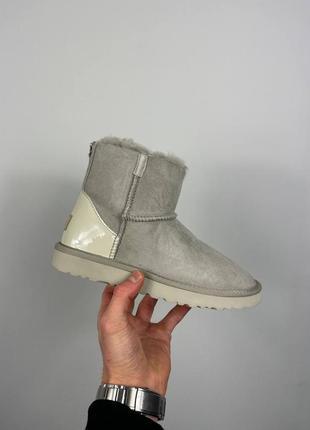 Замшеві уггі міні на блискавці, ugg mini lacquer zip, grey7 фото