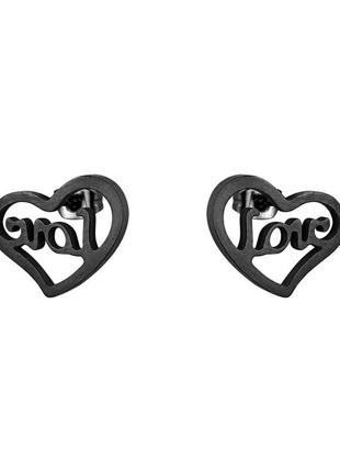 Серьги сердце из нержавеющей медицинской стали с эмалью es-185
