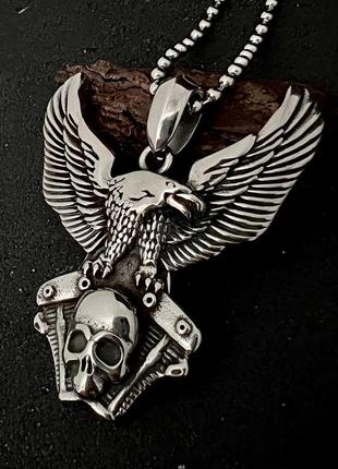 Готичний панк кулон череп орел з медичної сталі ps-116