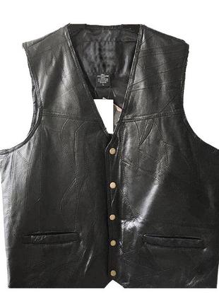 Жилет кожаный genuine leather для байкеров и рокеров 2xl 01958