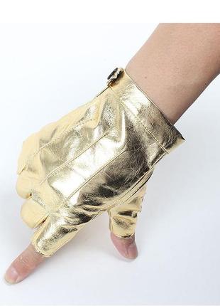 Рукавички безпалі шкіряні gloves унісекс xl золотий 035783 фото