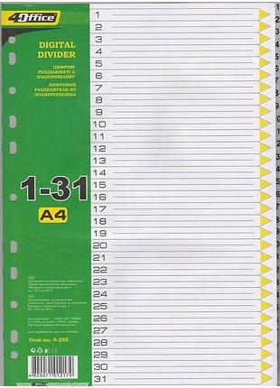 Розділювач "4office" а4 4-255 1-31 кольор., шт