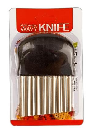 Рифлений ніж для фігурної нарізки овочів і фруктів wavy knife 9х14 см1 фото