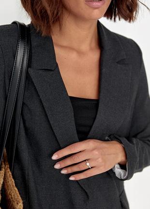 Классический женский пиджак без застежки - темно-серый цвет, m (есть размеры)6 фото