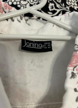 Janina джинсовка джинсовая куртка пиджак жакет на пуговицах цветочный принт3 фото