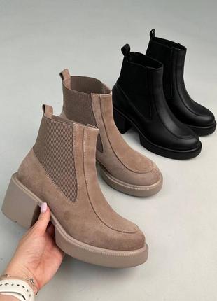 Ботинки женские деми зима натуральная кожа замш