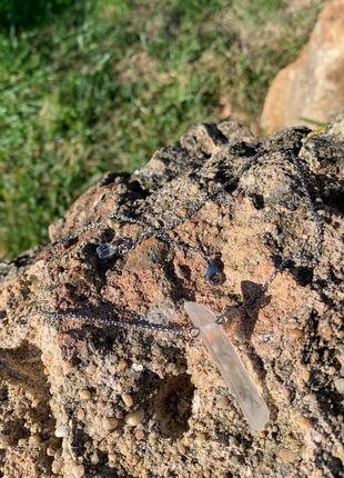 Ланцюжок із кристалом гірського кришталю "сталактит"4 фото