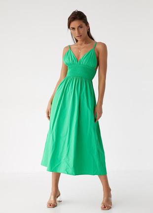 Однотонний сарафан із гумкою на талії foli women — зелений колір, l (є розміри)