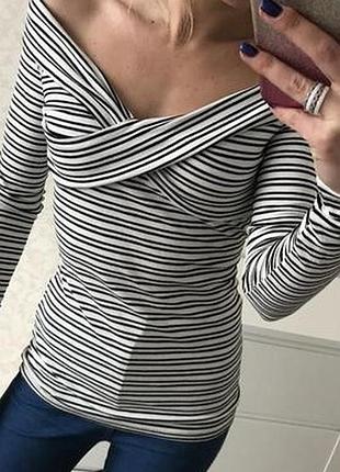 Стильная кофта лонгслив в полоску guess m-l длинный рукав, со спущенными рукавами