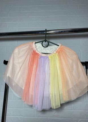 Разноцветная сетчатая фатиновая юбка  на 2-4 года2 фото