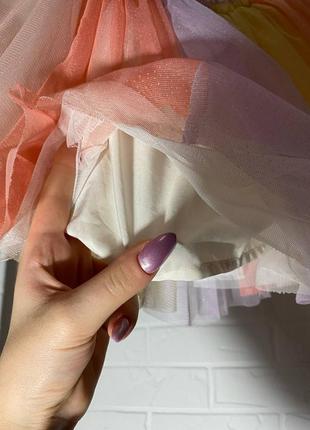 Разноцветная сетчатая фатиновая юбка  на 2-4 года5 фото