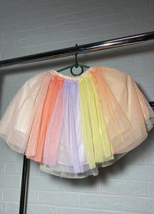 Разноцветная сетчатая фатиновая юбка  на 2-4 года1 фото