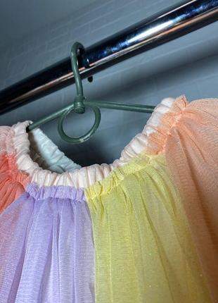 Разноцветная сетчатая фатиновая юбка  на 2-4 года3 фото