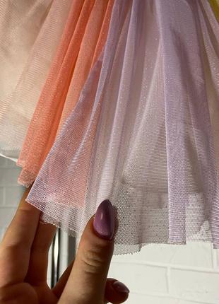 Разноцветная сетчатая фатиновая юбка  на 2-4 года4 фото