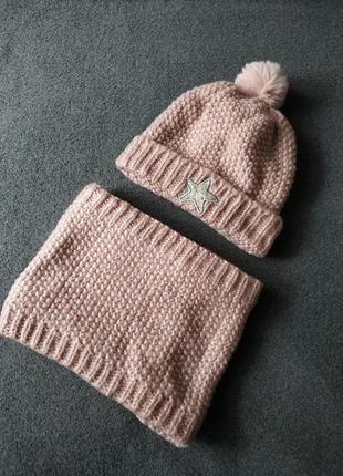 Зимний комплект шапка и снуд на меху, р. 50-521 фото