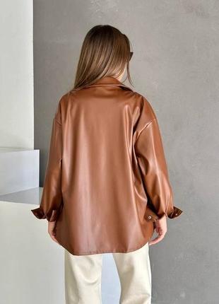 Женская рубашка кожаная рубашка эко кожа куртка кожзам3 фото