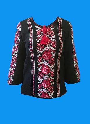 Вязаний джемпер-вишиванка дуже гарна в'язана вишиванка джемпер в етностилі