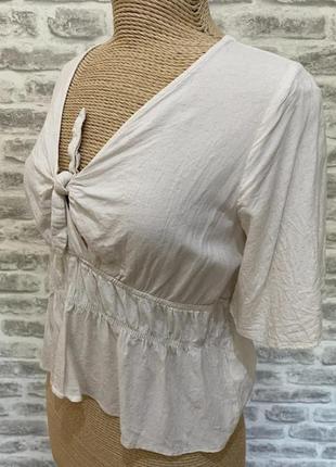 Блуза жіноча бебі дол сіра льон віскоза нова сток primark короткий рукав з баскою